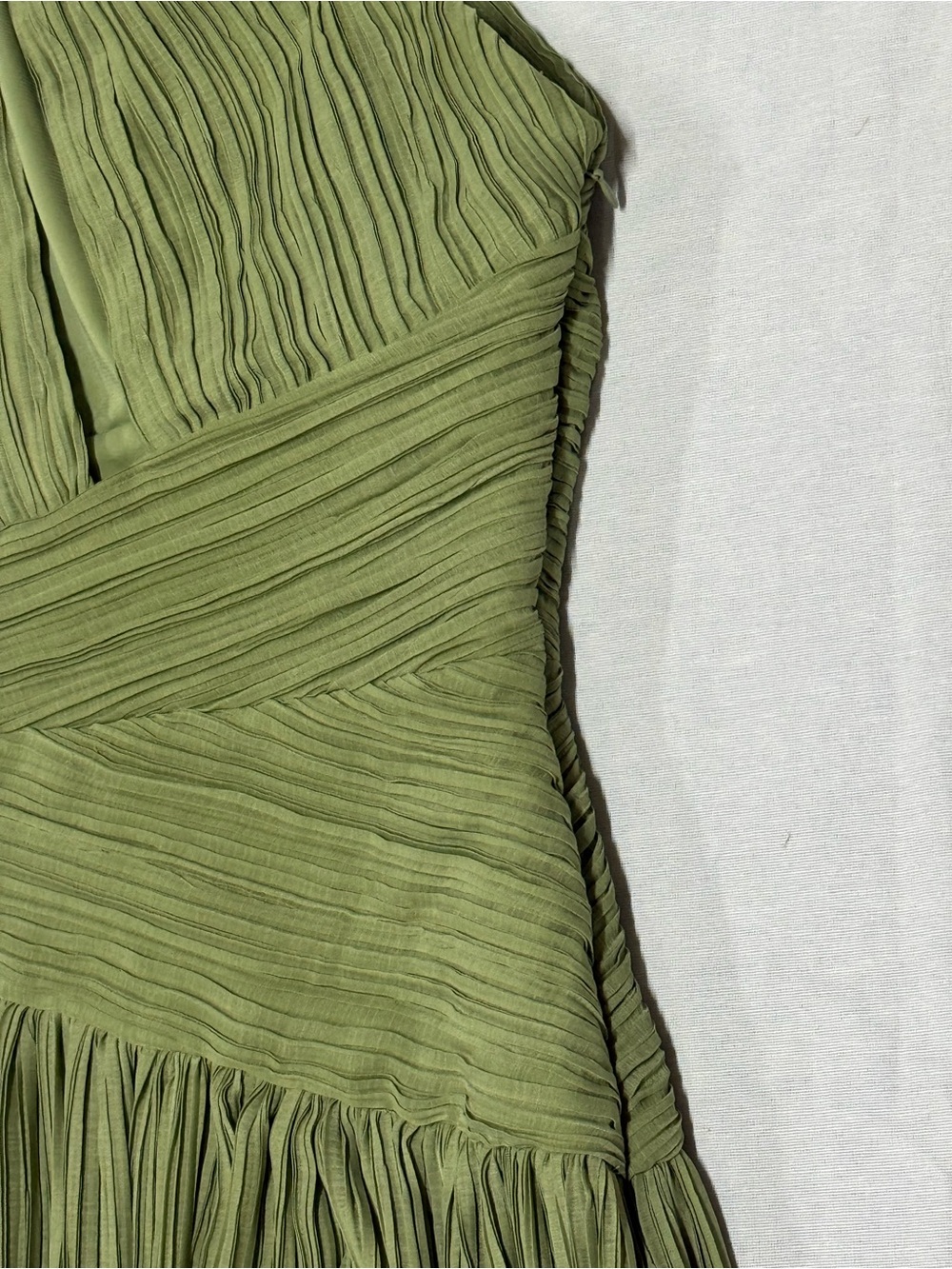 Michael Costello One-Shoulder Olive Dress with Side Slit - Picture 5 of 11
